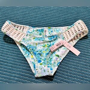 Victoria's Secret Blue and Green Floral Bikini Bottom NWT
